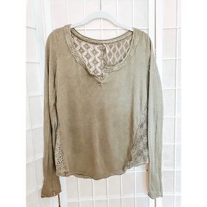 Free people long sleeve crochet boho top